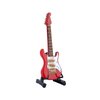 Dselvgvu Wooden Miniature Electric Guitar with Stand and Case Mini Musical Instrument Miniature Dollhouse Model Birthday Present (Electric Guitar:Red, 3.92"x1.24"x0.37")