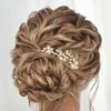 Kilshye Pearl Bride Wedding Hair Pins Gold Rhinestone Bridal Hair Pieces Crystal Prom Hair Accessories for Women and Girls (Pack of 3) (Gold)