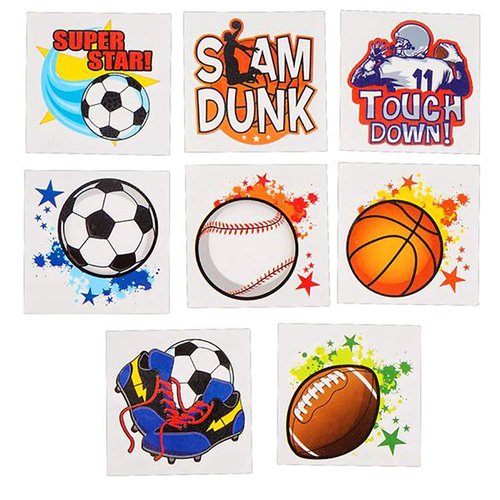 The Dreidel Company Sports Temporary Tattoos, Great For Birthday Party Favors, Classrooms, Favor & Goody Bags, And Party Supplies, 2" Inches Assorted (144-Pack)