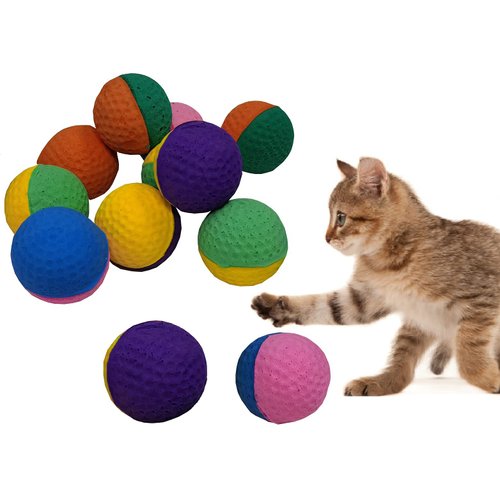 12 Pack Pet Ball Foam Sponge Ball Cat Toy Soft Bouncy Noise Free (12pcs Pet Ball Foam Sponge Ball)