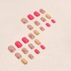 Press on Nails Short Flower Square Fake Nails Nude Acrylic Nails Full Cover False Nails with Floral Designs Summer Stick on Nails Flower Glue on Nails Glossy Artificial Nails for Women DIY Manicure