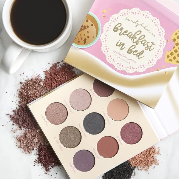 Beauty Bakerie Breakfast in Bed Eyeshadow Palette, Muted Shades of Matte and Shimmer Eye Makeup, 9 Colors