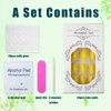 Yellow Press on Nails Medium Coffin Fake Nails with Glue Glossy Stick on Nails Solid Color False Nails with Designs Square Full Cover Acrylic Nails Reusable Artificial Nails for Women and Girls 24PCS