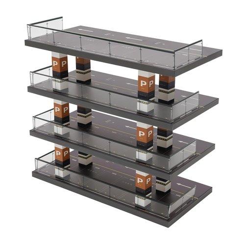 4-Tiers Model Car Display Case, 1/64 Acrylic Garage Model Car Parking Lot Backdrop Car Display Case Toy Car Storage, Small Parking Garage Diorama Children's Birthday Presents