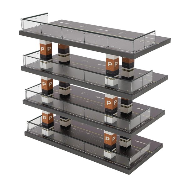 4-Tiers Model Car Display Case, 1/64 Acrylic Garage Model Car Parking Lot Backdrop Car Display Case Toy Car Storage, Small Parking Garage Diorama Children's Birthday Presents