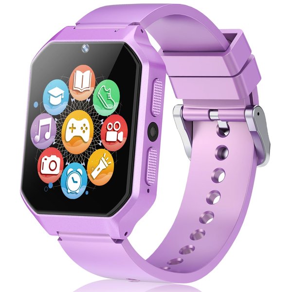 Smart Watch for Kid Age 4 5 6 7 8 9 10 Boys Girls Learning Toy with 26 Puzzle Game 1.69" Touch Screen HD Camera Video Music Player Alarm Clock Storybook Pedometer Christmas Birthday Gift Idea (purple)
