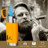 PIPITA Torch Lighter Windproof Cigar Lighter Triple Blue Flame Butane Gas Refillable Lighter Cigarette Lighter with Punch (Yellow)