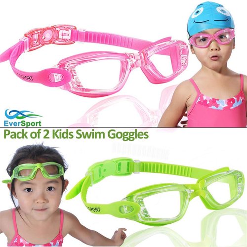EverSport Kids Swim Goggles, Pack of 2 Swimming Goggles for Children Teens, Anti-Fog Anti-UV Youth Swim Glasses Leak Proof for Age4-16