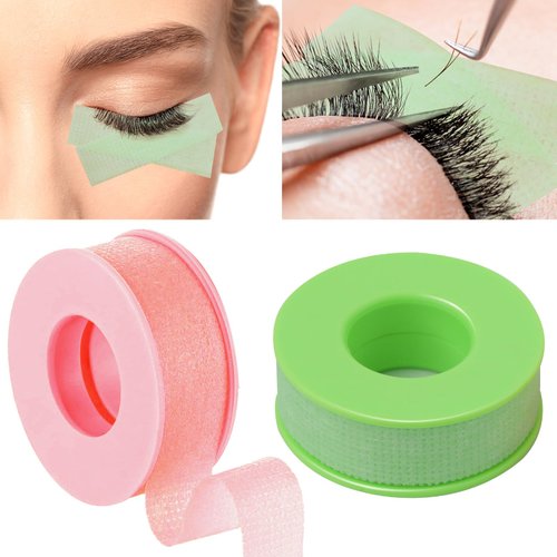 Lash Tape for Eyelash Extensions, Silicone Gel Tape for Lash Extensions Adhesive Micropore Medical Tape for Lash Supplies, Makeup, Sensitive Skin (2 Rolls x 7.9 Yards, Pink)