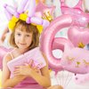 6th Birthday Decorations for Girl, Crown 6 Balloon, Pink Number 6 Balloons 40 Inch, Cat Themed Party Decorations Baby Shower Supplies