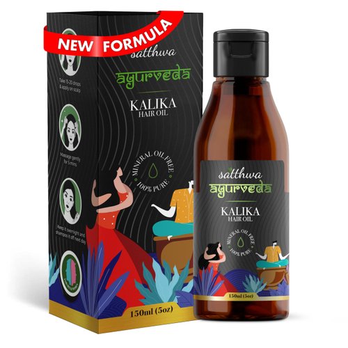 Satthwa Kalika Hair Oil - Make Your Hair Naturally Darker Helps Fight Greying and Black of Hair N...