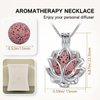 INFUSEU Essential Oil Diffuser Necklace Aromatherapy Jewelry for Women TeenGirls, Small Lotus Flower Pendant, 7 Lava Rock Stones, 24" Snake Chain