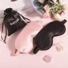Whaline 2 Pcs Silk Sleep Eye Cover with Ear Plugs and Elastic Strap, Soft and Smooth Eye Cover for Men & Women Night Sleeping, Travel, Nap (Pink & Black)