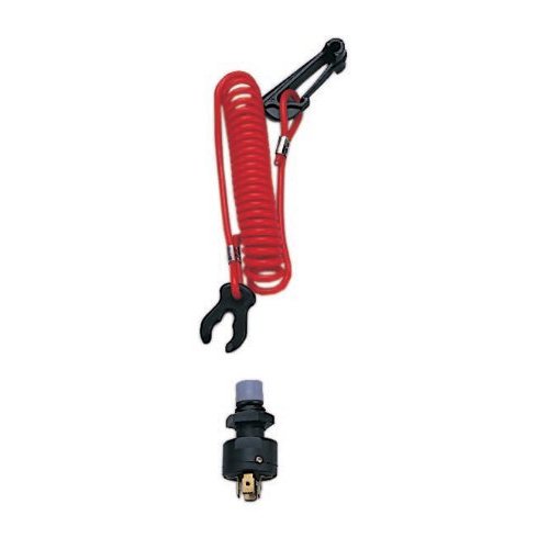 Pactrade Marine Boat Kill Safety Switch Universal Coil Lanyard Emergency Cut-OFF Switch, Engine Shut-off Switch 12VDC Extendable Lanyard for Boats, ATV, Outboard Motor