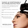MADLUVV Nano 9 Professional Brow Artistry Pens for Flawless Eyebrows, Premium Pens for Pigment Ink, 18mm Sterile Disposable Micro Brow Sharp – 10 Pack