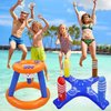 GEMLE Pool Toys Games Set of Pool Basketball Hoop Inflatable Cross Ring Toss Game and Inflatable Cactus Ring Toss Kids Pool Toys for Teens Adults and Family (3 Sets Water Toys)