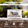 Grown Ass Man Co. - Solid Shampoo Bar Rich Lather 3 in 1: Hair, Beard & Body Wash - Plastic Free & Eco-Friendly, Natural & Organic Clean for All Hair Types, 4oz Bar (Last Call, Single)