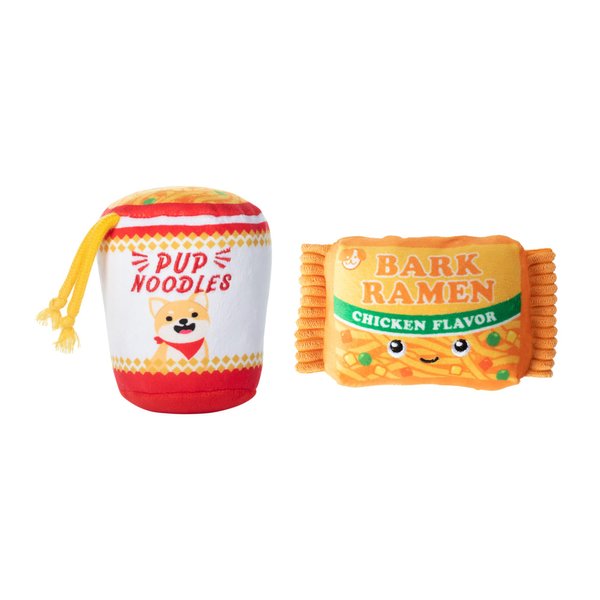 Fringe Studio Plush Dog Toy Set with Treat Pockets for Interactive Play, Nothin’ But Noodles, 2 Piece Set, Pet Shop Collection (124011)
