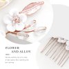 Latious Flower Bride Wedding Hair Comb Bridal Hair Clip Floral Hair Piece Leaf Hair Accessories for Women and Girls (Rose Gold)