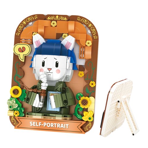 SVIOKODX Cute 3D Painting Anime Toy Building Sets,Model Building Kits for Kids Adults,Rabbit self-Portrait Building Blocks Sets,Famous Art Sets Gifts for Kids(409 Pieces Bricks)