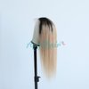 Aprilhair Pre-plucked Ombre #1B/27 Dark Root Honey Blonde Ear To Ear Lace Front Wigs Straight Glueless 150% Density Brazilian Virgin Human Hair With Baby Hair Full (18" inch, Lace Front Wig Straight)