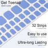 Wekcekcek Semi Cured Gel Toenail Strips, 32 Mysterious Blue Toenail Stickers Pedicure Strips Salon Quality Nail Wraps with Nail File & Wood Stick(UV/LED Lamp Required)