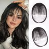 AISI BEAUTY Clip in Bangs-Air Bangs Hair Clip 100% Real Human Hair Bangs Clip on Bangs Fringe with Temples Hairpieces Curved Bangs For Women（Black）