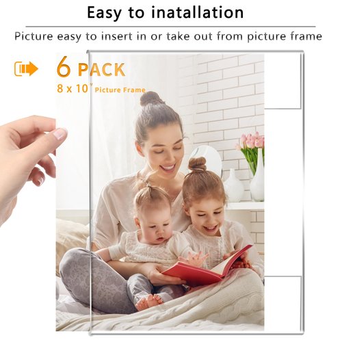 DZZ 8x10 Picture frame,High Transparent Photo Frame,Clear Acrylic 8 x 10 frame,Picture Frames 8 by 10 for Photo Poster Canvas Certificate Document Gallery,Set of 6