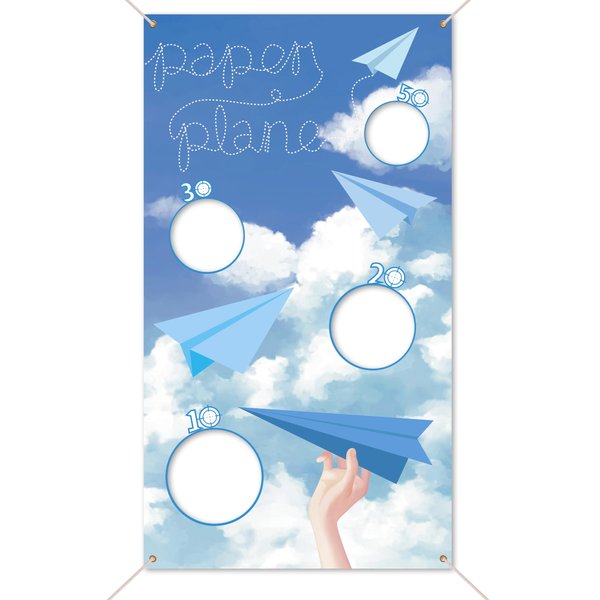 Bean Bag Toss Game, Paper Plane Theme Banner with 3 Bean Bags for Kids Adults Indoor Outdoor Party Supplies Yard Christmas Carnival Family Games