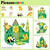 PicassoTiles Magnet Tile Building Blocks Forest Animal Themed Playset with 8 Character Action Figures Educational STEM Learning Construction Kit Pretend Play Magnetic Tiles Toddler Kids Ages 3+ PTQ26
