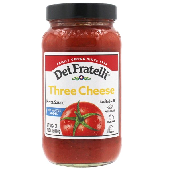 Dei Fratelli Three Cheese Pasta Sauce (24 oz. jars; 4 pack) - No Water Added - Never from Tomato Paste - 5th Generation Recipe