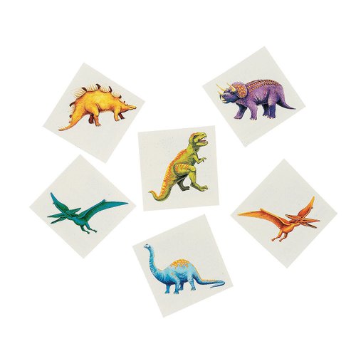 Fun Express Cool Dinosaur Tattoos (6dz) - Apparel Accessories - Temporary Tattoos - Regular Tattoos - VBS Vacation Bible School Supplies/Decor - 72 Pieces