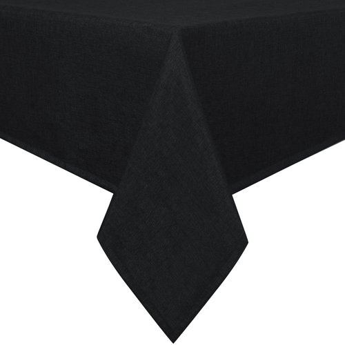 Hiasan Faux Linen Rectangle Tablecloth - Wrinkle and Stain Resistant Washable Table Cloth for Kitchen Dining Room Holiday Table Cover for Party Dinner, Black, 54 x 108 Inch