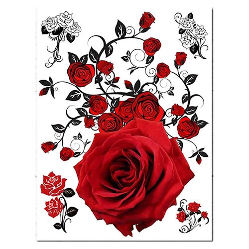 Supperb® Temporary Tattoos - Red Roses (8 x 6 inches)