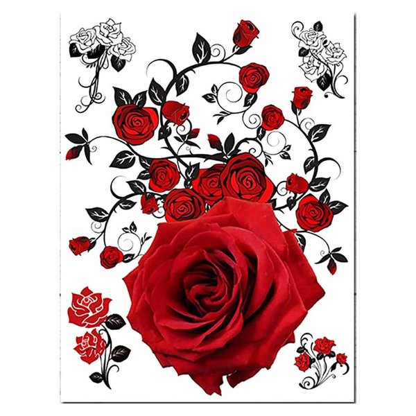 Supperb® Temporary Tattoos - Red Roses (8 x 6 inches)