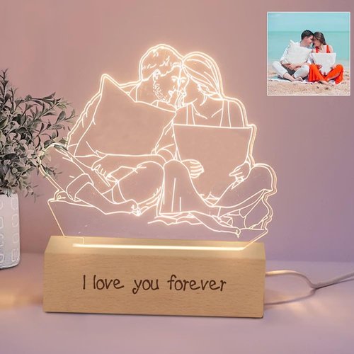 Custom 3D Photo Lamp Personalized Portrait Night Light Cube Light Up Picture Engraved Plaque Frame, Custom Photo Night Light, Wedding Gift, Mother's Day, Valentine Day Gifts, Gift for Him, Her