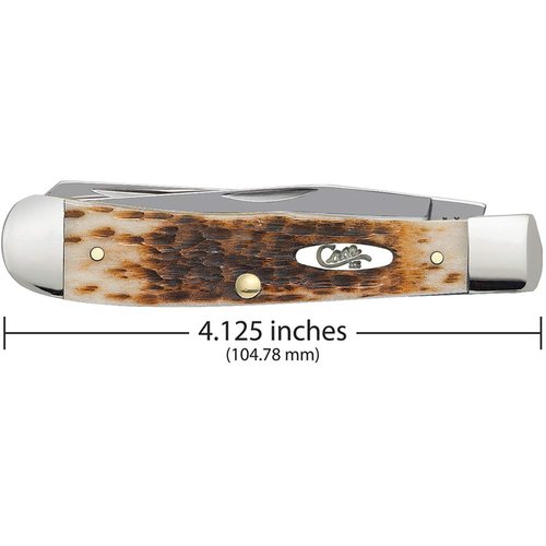 Case XX WR Pocket Knife Trapper With Genuine Bone Handle, Carbon Steel Blade(s), Length Closed: 4 1/8 Inches (Amber Bone)