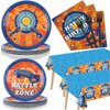 gisgfim 98pcs Dart War Birthday Party Supplies Disposable Plates Napkins Tablecloths Decorations Dart War Theme Party Table Supplies Pack for Birthday Baby Shower Party Favors, Serves 24
