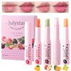 YIBABY 4 Pcs Fruity Colour Changing Lipstick, Moisturizing and Long Lasting Lip Balm with Vitamin E, Hydration, Lightweight Texture, Tinted Lip Balm with Gift Box for Girls and Women (B, 4 PCS)