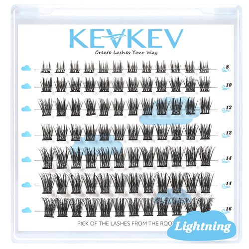 Lash Clusters 84 Pcs Cluster Lashes Individual Lashes Natural Look DIY Lash Extension Lashes That Look Like Extensions Wispy Lashes Fluffy Eyelash Clusters Thin Band & Soft (Lightning,D-8-16mix)
