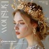 Brishow Gold Flower Wedding Crown Greek Queen Headpiece Festival Bridal Tiara Hair Accessories for Women