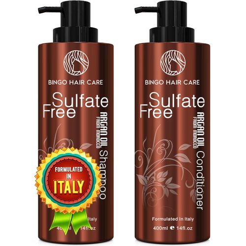 Moroccan Argan Oil Shampoo and Conditioner Set - Sulfate Free, Anti Frizz Hydrating Care for Women - Deep Moisturizing Treatment for Color, Keratin Treated, Curly, Damaged and Dry Hair