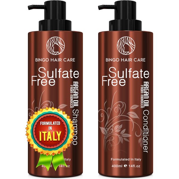 Moroccan Argan Oil Shampoo and Conditioner Set - Sulfate Free, Anti Frizz Hydrating Care for Women - Deep Moisturizing Treatment for Color, Keratin Treated, Curly, Damaged and Dry Hair