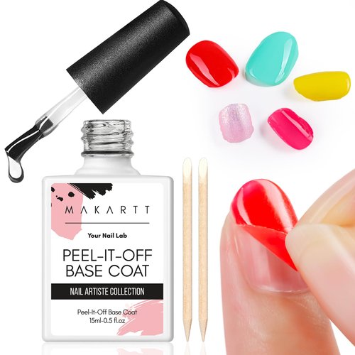 Makartt Peel-Off Base Gel: 15ml UV Gel Base Coat for Easy Removal Peelable Gel Ideal for Gel Nail Polish Press-On Nails Gel X Nail Tips and Nail Practice UV Nail Lamp Required Perfect for Beginners