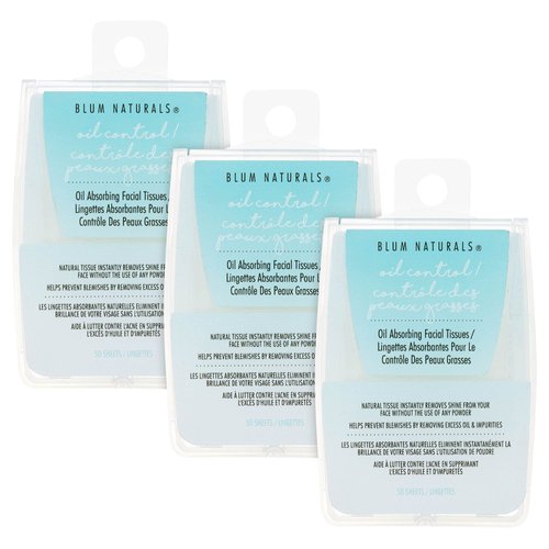 Blum Naturals Oil Absorbing Facial Tissue - PACK OF 3 (150 Count Total)