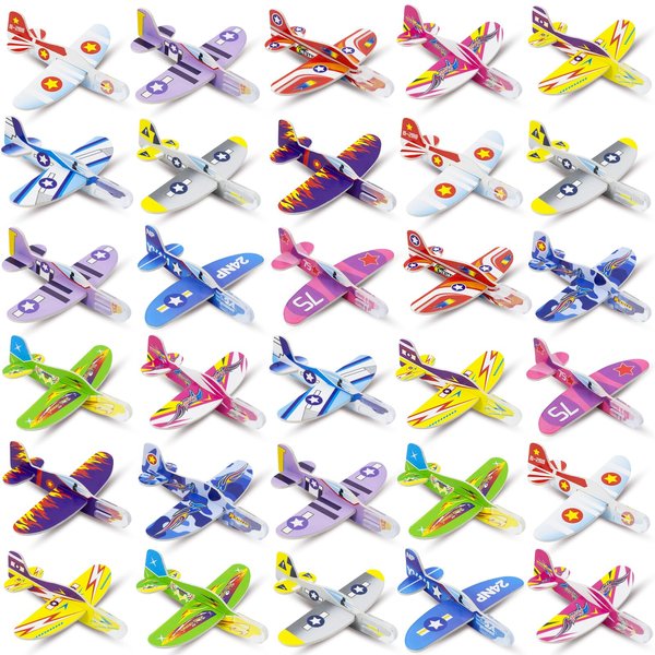 Diteryy 60 Pack Foam Airplanes for Kids Foam Airplane Paper Planes Glider Planes Toys Bulk Easy Throwing Paper Airplanes for Party Favors Birthday Classroom Carnival Prizes Presents