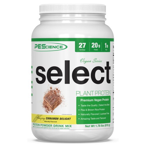 PEScience Select Vegan Plant Based Protein Powder, Cinnamon Delight, 27 Serving, Pea and Brown Rice Blend