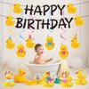 Joybileefun Duck Birthday Party Decorations - 18PCS Duck Party Decorations with Banner Hanging Swirls Centerpieces for Tables Duck Happy Birthday Decorations for Duck Themed Baby Shower Party Supplies