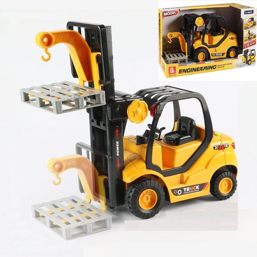 Cdymkf Toy Forklift Truck with Pallet, 1/16 Scale Fork Truck with Lights & Sound,11.8"(30cm), Friction Powered, Ages 3+