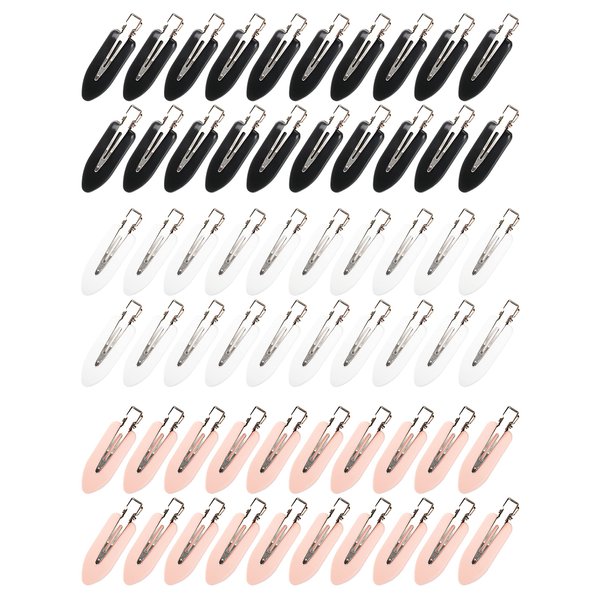 No Bend Hair Clips - 60 Pcs Creaseless Clips for Sectioning, 2.3in Makeup Styling Clips in 3 Colors